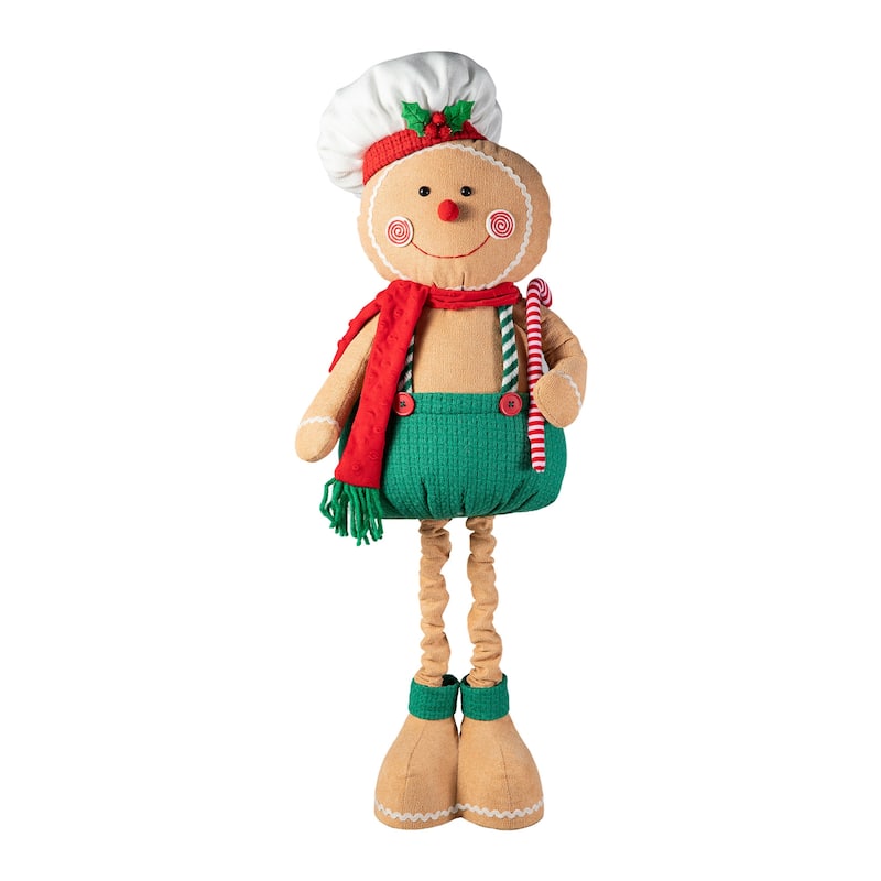 Glitzhome 39"H Telescoped Fabric Christmas Gingerbread Man Home Decor