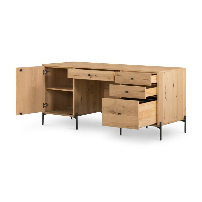 Larry Executive Desk-Light Oak Resin