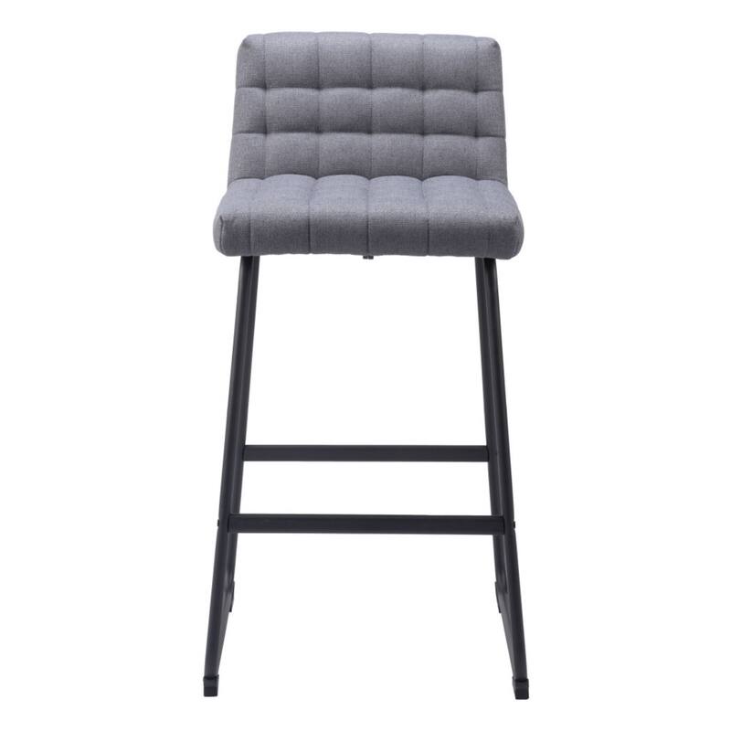 Set of 2 Armless Faux Leather Bar Stools with Tufted Seat and Sled Base for Living Room or Kitchen Island