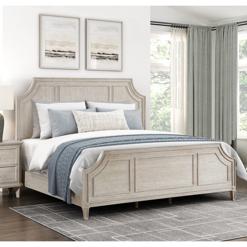 Modern Traditional Bed 1pc Light Brown Finish
