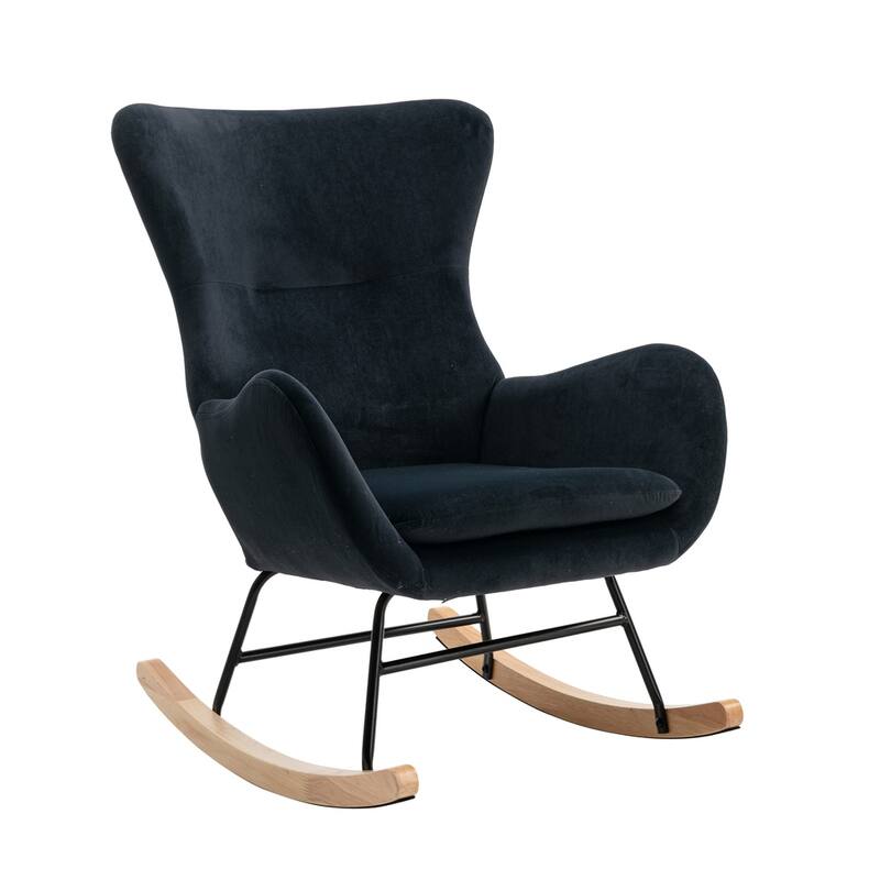 Velvet Fabric Padded Seat Rocking Chair