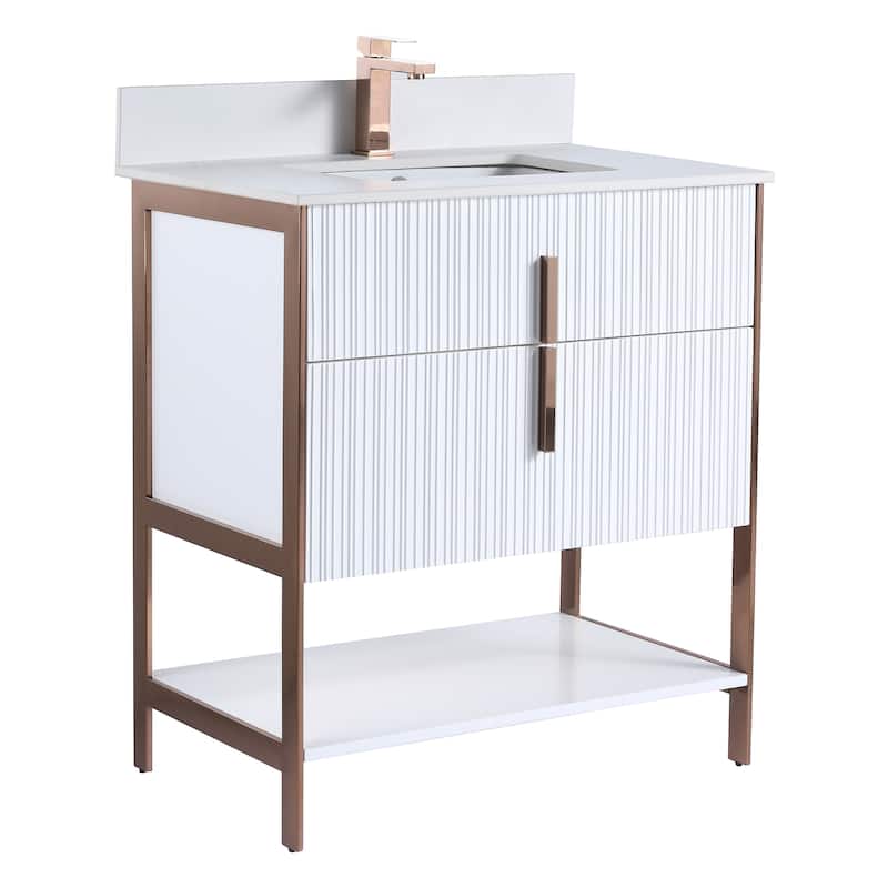 Fine Fixtures Serenity Modern Bathroom Vanity with White Stone Top
