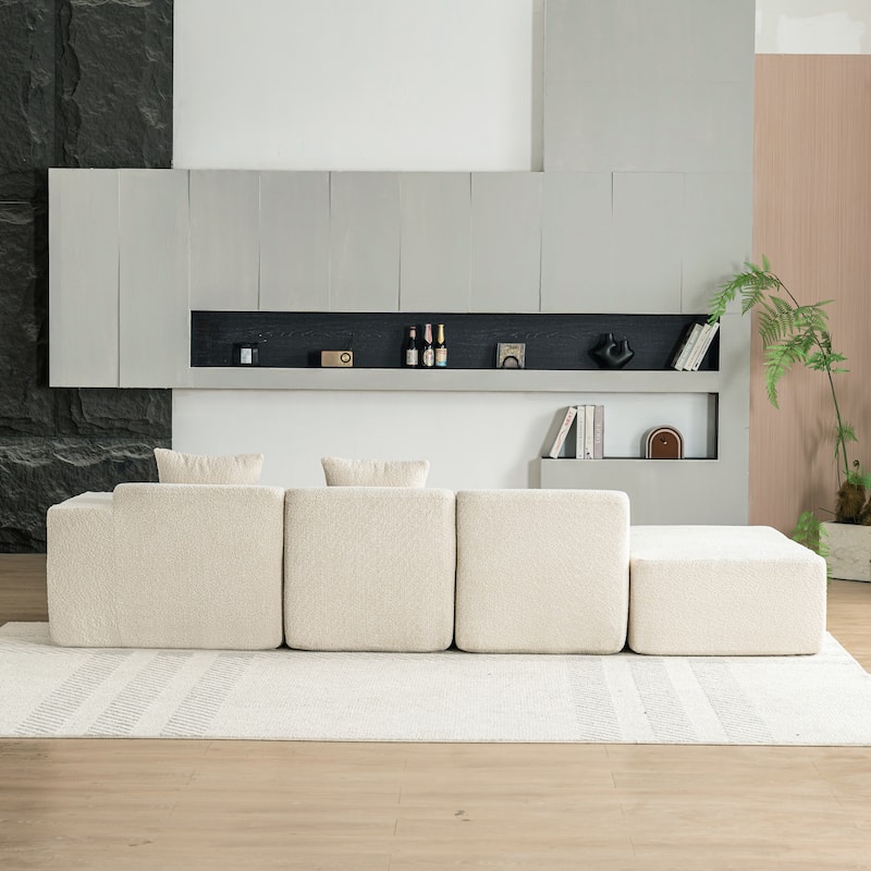 116.5" Polyester 4-Seater Sectional Sofa with Back Pillows