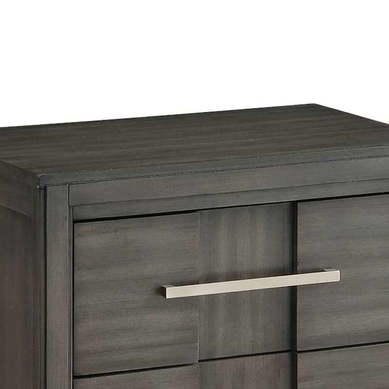 Transitional Solid Wood Night Stand With Two Drawers, Gray
