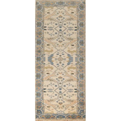 Oushak Oriental Runner Rug Handmade Transitional Wool Carpet - 2'7" x 7'11"