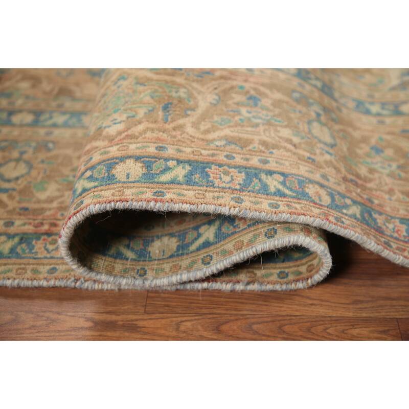 Hand Knotted Oriental 100% Wool Carpet Traditional Floral Oranges & Rust Mashad Area Rug - 9' 6'' X 6' 3''