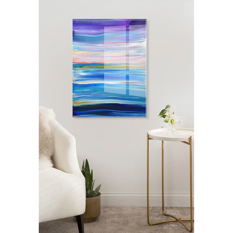 Kate and Laurel Seaside Serenity Floating Acrylic Art by Xizhou Xie