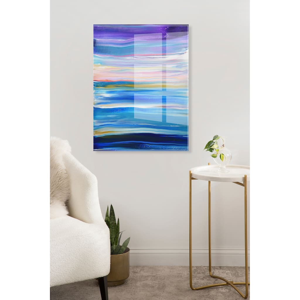 Kate and Laurel Seaside Serenity Floating Acrylic Art by Xizhou Xie