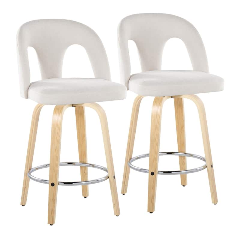 Ava Upholstered 26" Fixed-Height Counter Stool - Set of 2 - White