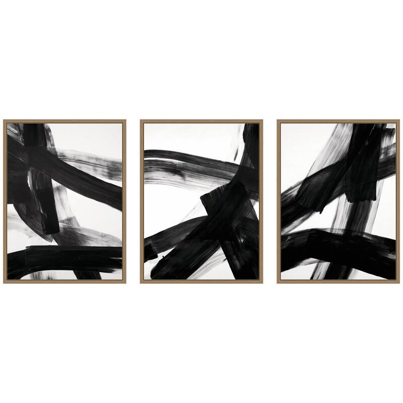 Kate and Laurel Black Mark No. 1, No. 2, & No. 3 3 Piece Framed Canvas Wall Art Set by Amy Lighthall - 3 Piece Set 18x24 - Gold