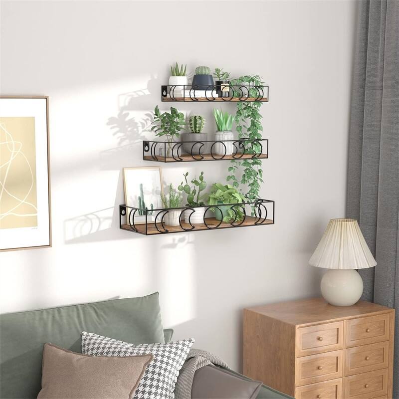 Small Decorative Wall Shelves for Book Plant Storage - 5.27"D x 15.98"W x 2.75"H