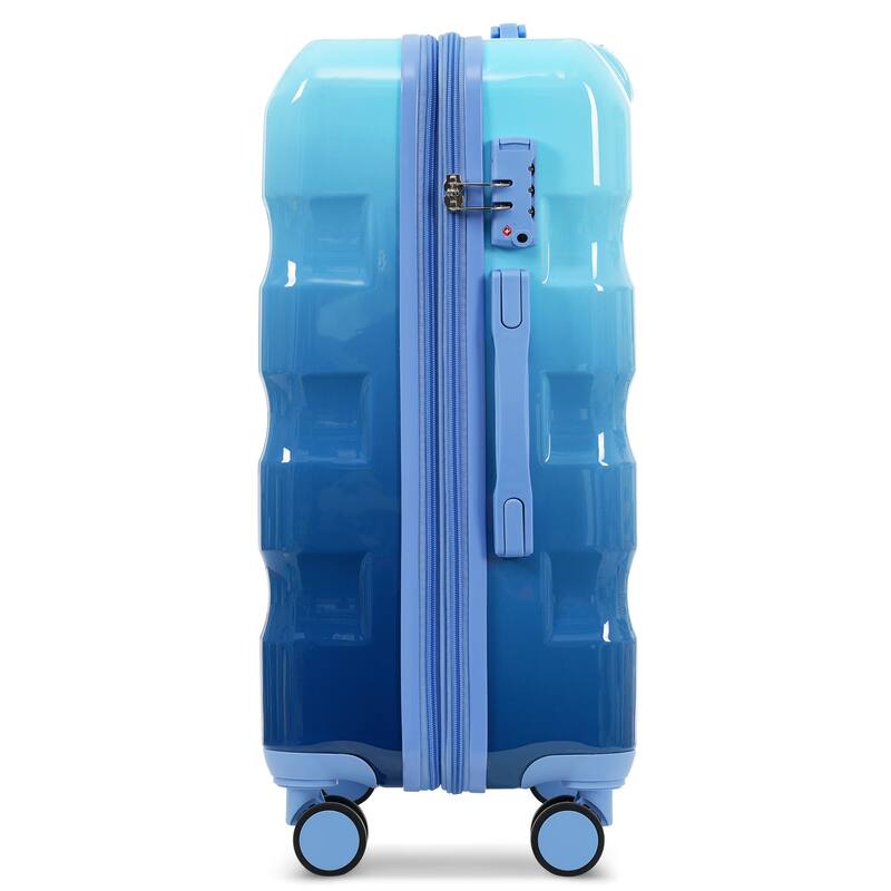 3-Piece, 20, 24, 28-Inch Modern Expandable Hard-Shell Luggage with Spinner Wheels and TSA Lock, for Boarding Travel, Blue