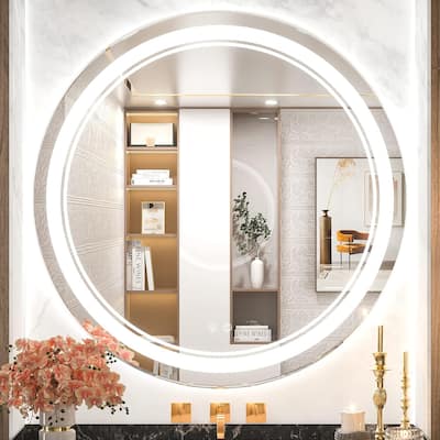 TETOTE Round LED Bathroom Vanity Wall Mounted Mirror