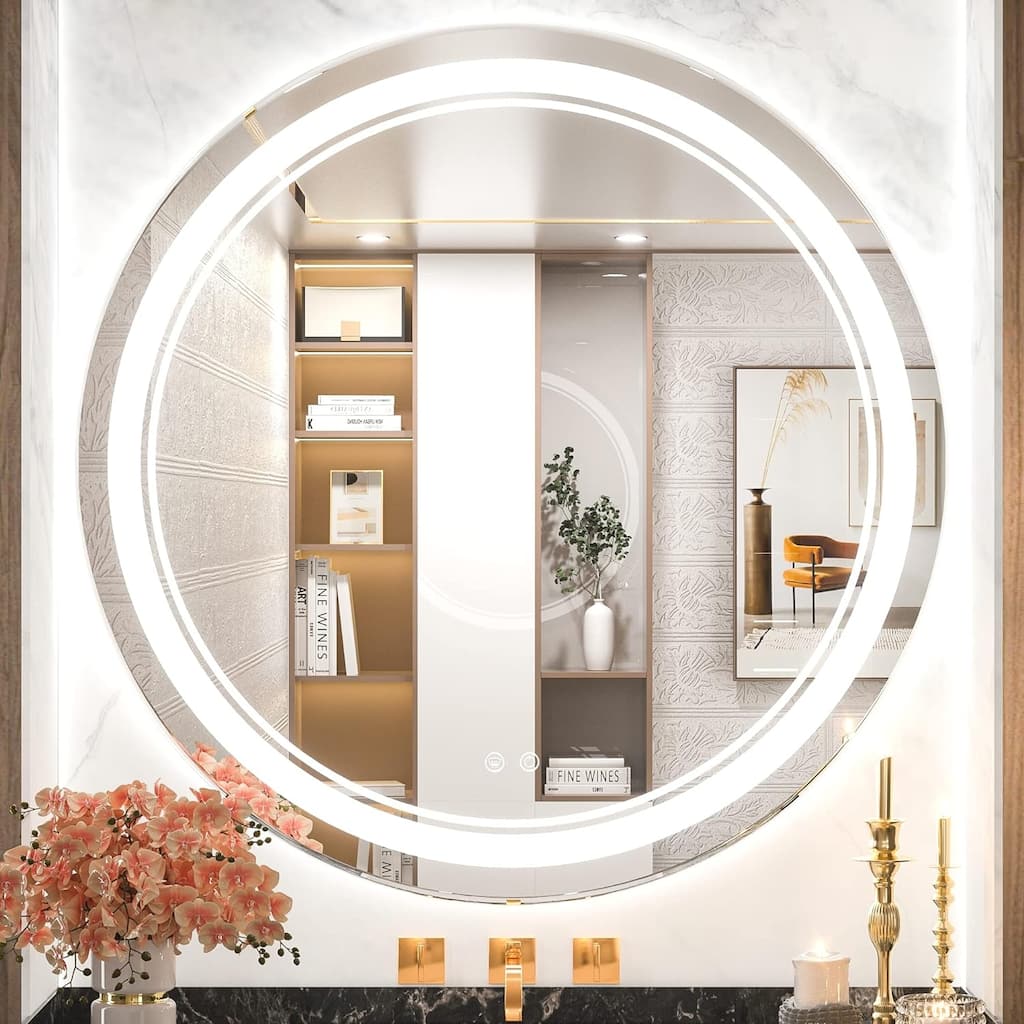 TETOTE Round LED Bathroom Vanity Wall Mounted Mirror