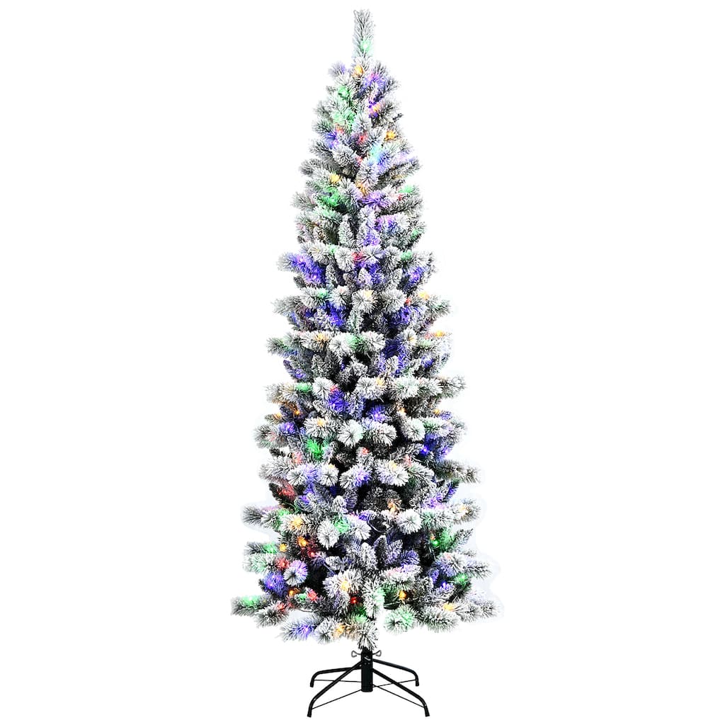 Costway 7.5FT Pre-Lit Hinged Christmas Tree Snow Flocked w/9 Modes - See Details