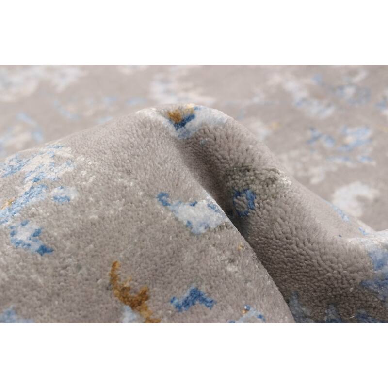 ECARPETGALLERY Hand-knotted Heritage Grey Silk, Wool Rug - 2'7 x 10'0