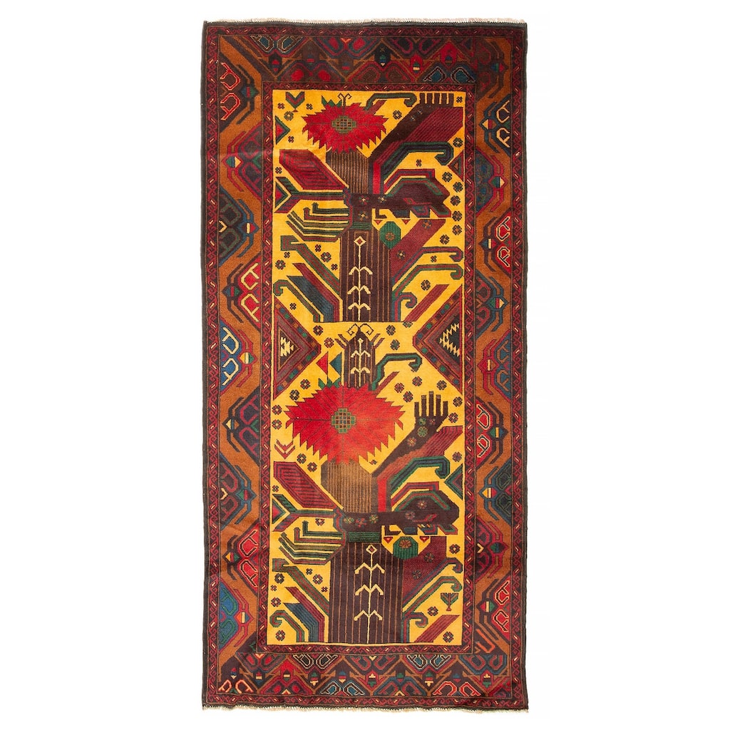 ECARPETGALLERY Hand-knotted Teimani Gold Wool Rug - 3'5 x 7'4