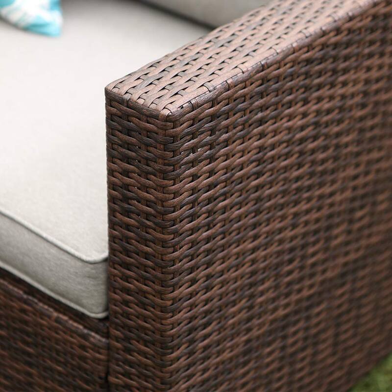 COSIEST Wicker Outdoor Sectional Set with Coffee Table & Cover