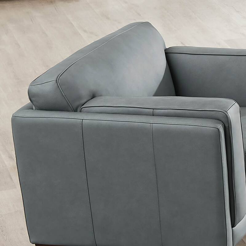 Hydeline Marshall Top Grain Leather Chair with Feather, Memory Foam and Springs