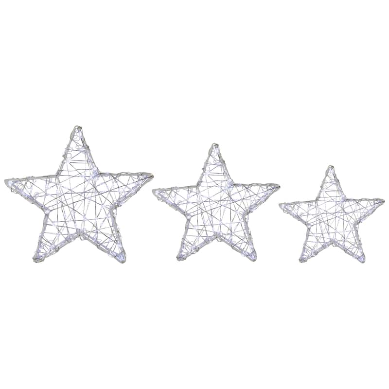 LED Lighted Stars Christmas Outdoor Decorations - 13.75" - White -Set of 3