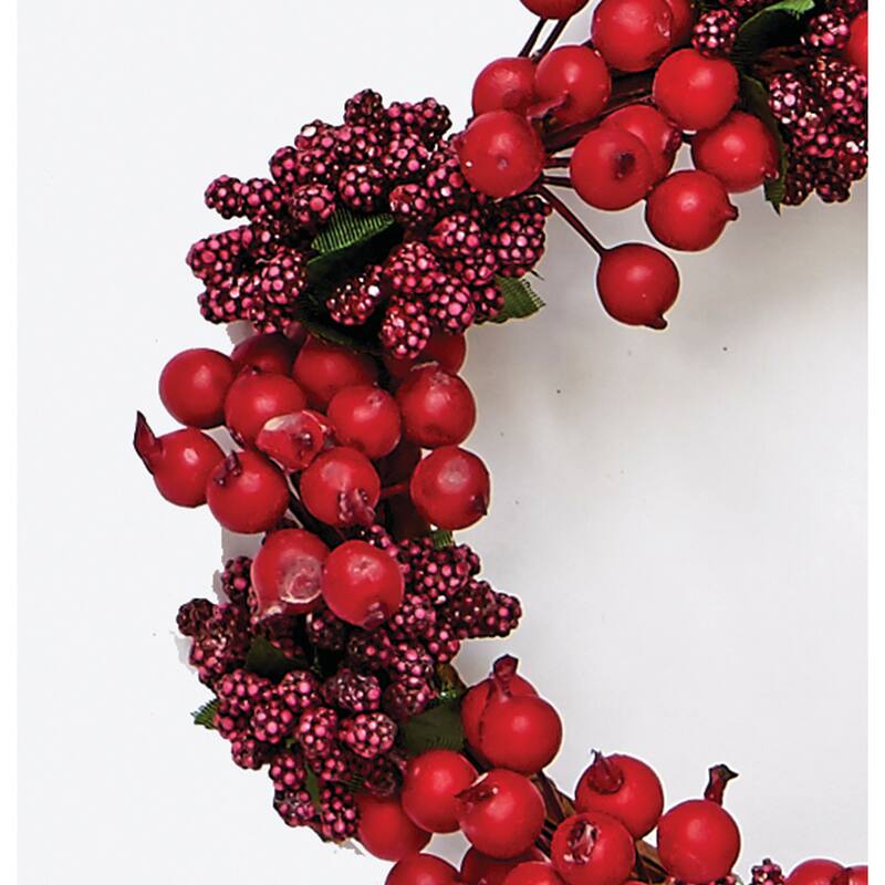 3.5" Berry Candle Ring, Red, Set of 2 - 6