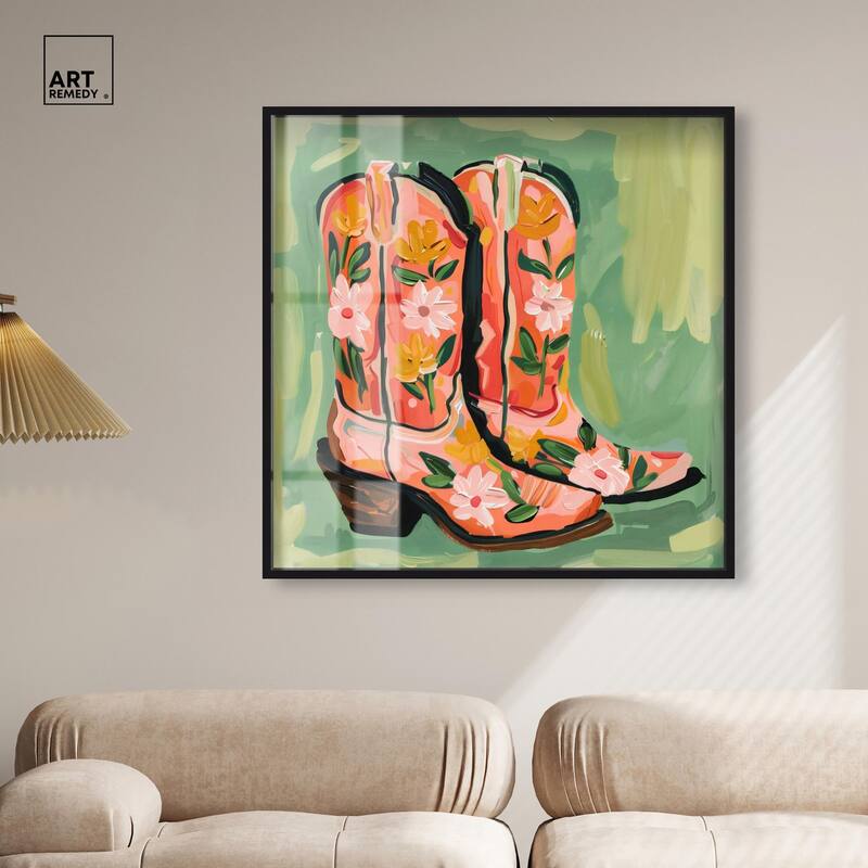 Wildflower Cowboy Boots Shadowbox by Art Remedy