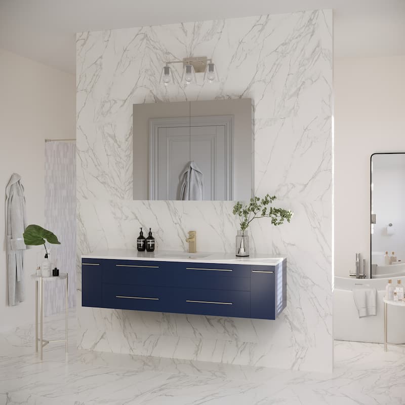Fresca Lucera 60" Wall Mounted Single Basin Vanity Set with Cabinet,
