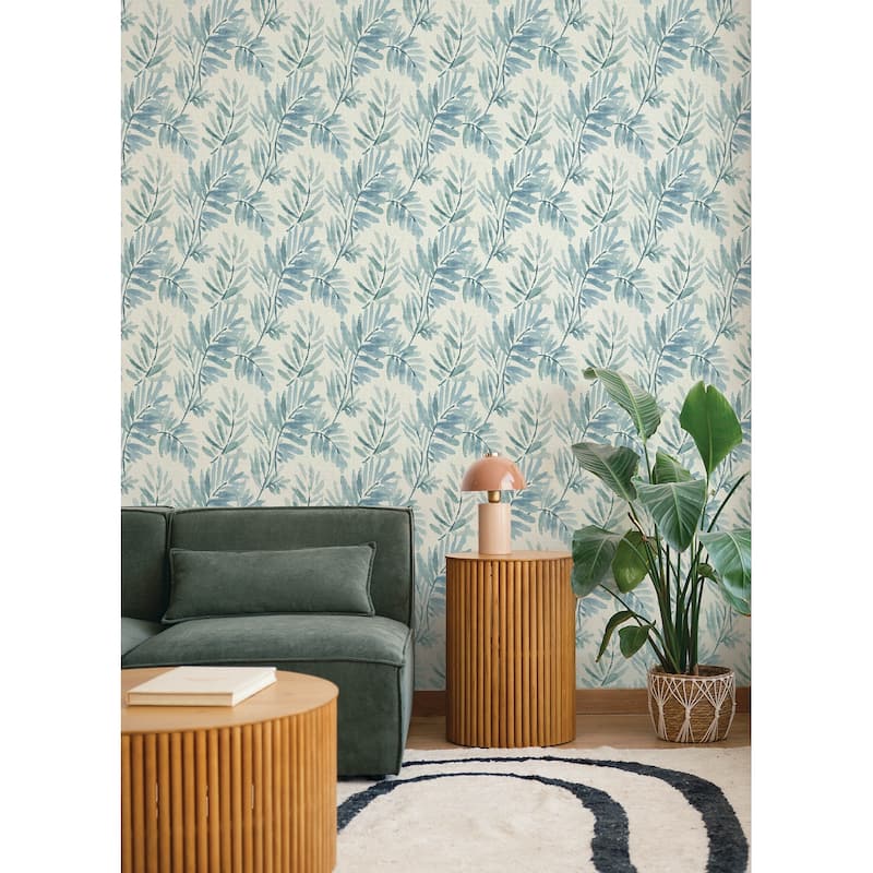 A-Street Prints Serenade Blue Ferns Wallpaper