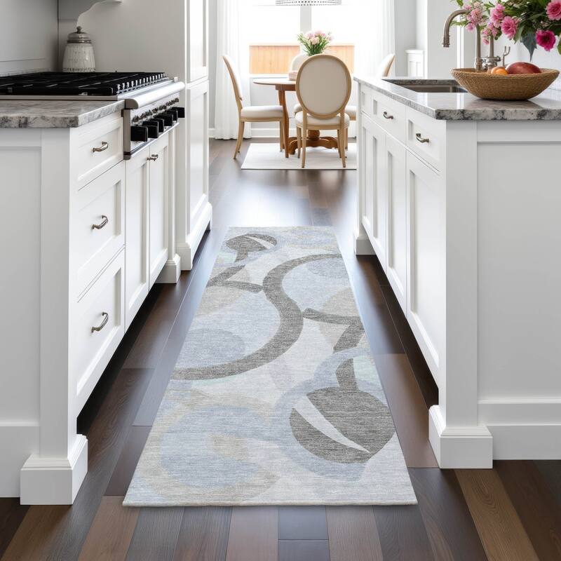 Machine Washable Indoor/Outdoor Contemporary Deco Chantille Rug