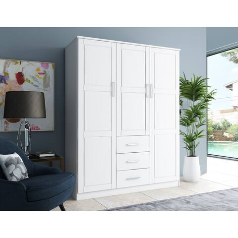 Palace Imports 100% Solid Wood Cosmo Wardrobe Armoire with Optional Mirrored Door