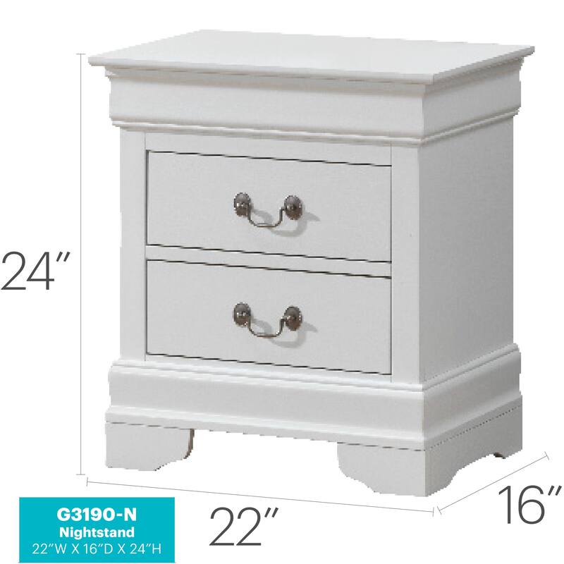 Glory Furniture Louis Phillipe 2-drawer Wooden Nightstand