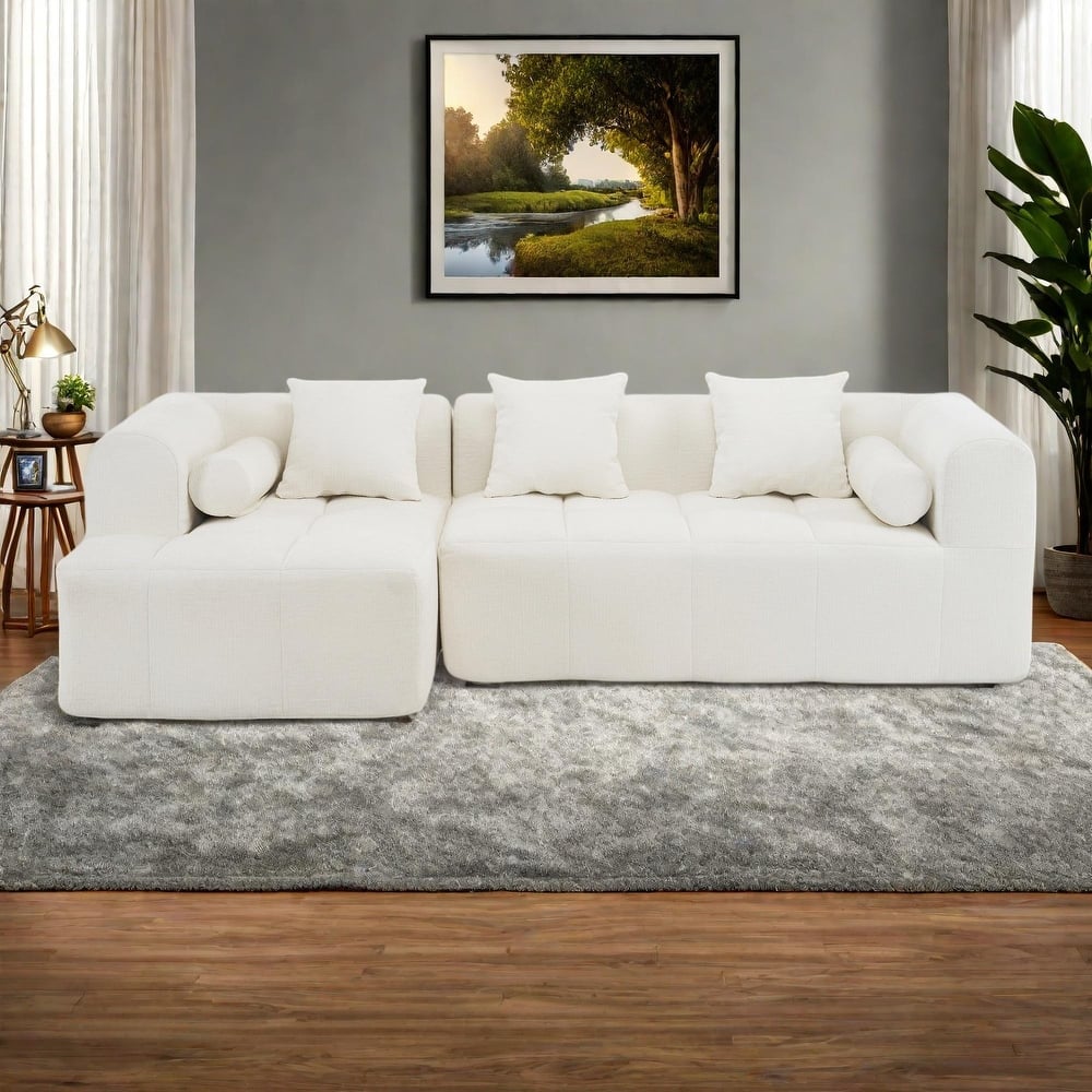 101.2" Chenille Modular Sectional Sofa with Deep Seating, Free-Combined Design and High-Density Foam Construction