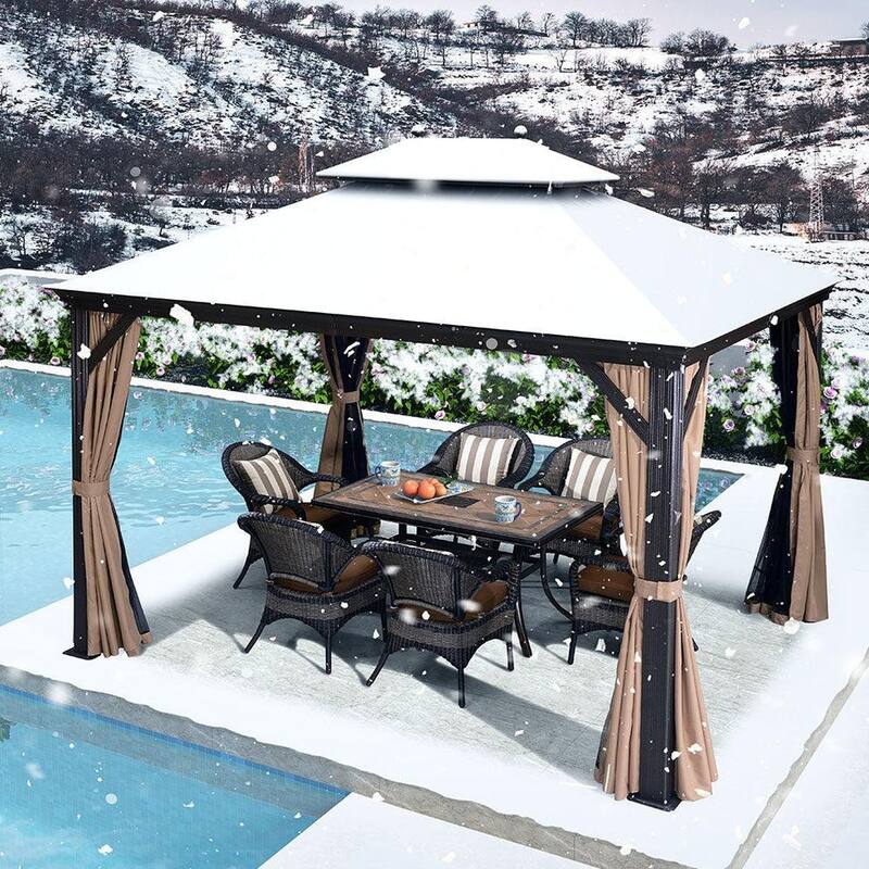 PURPLE LEAF Outdoor Gazebo Aluminum Frame Galvanized Steel Hardtop