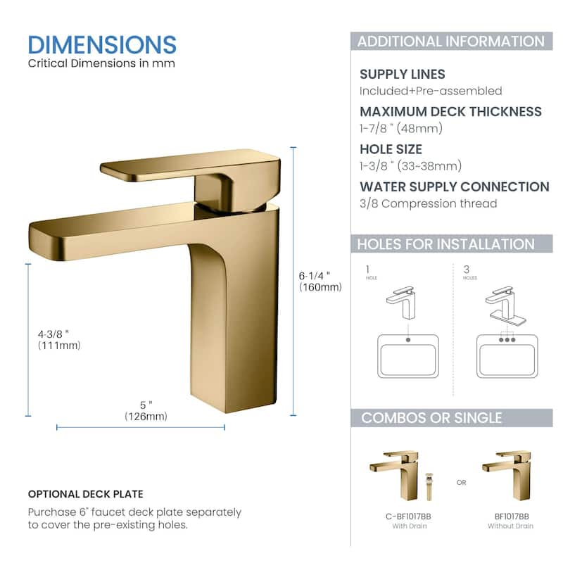 Blaze Single Handle Bathroom Sink Faucet
