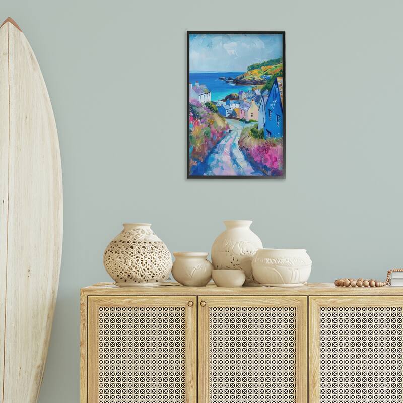 Stupell Seaside Town Overlook Framed Giclee Art Design By LSR Design Studio