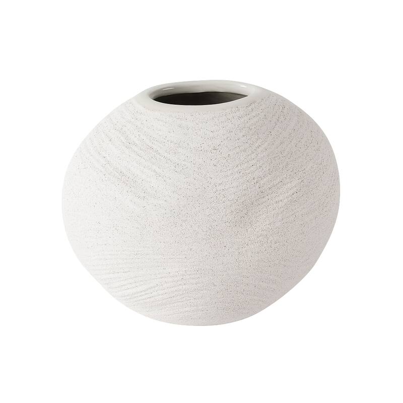 Aria Home White Speckled Textured Ceramic Vase for Modern Rustic Décor - White