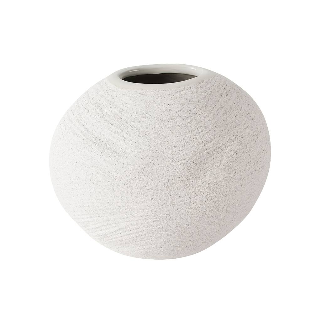 Aria Home White Speckled Textured Ceramic Vase for Modern Rustic Décor
