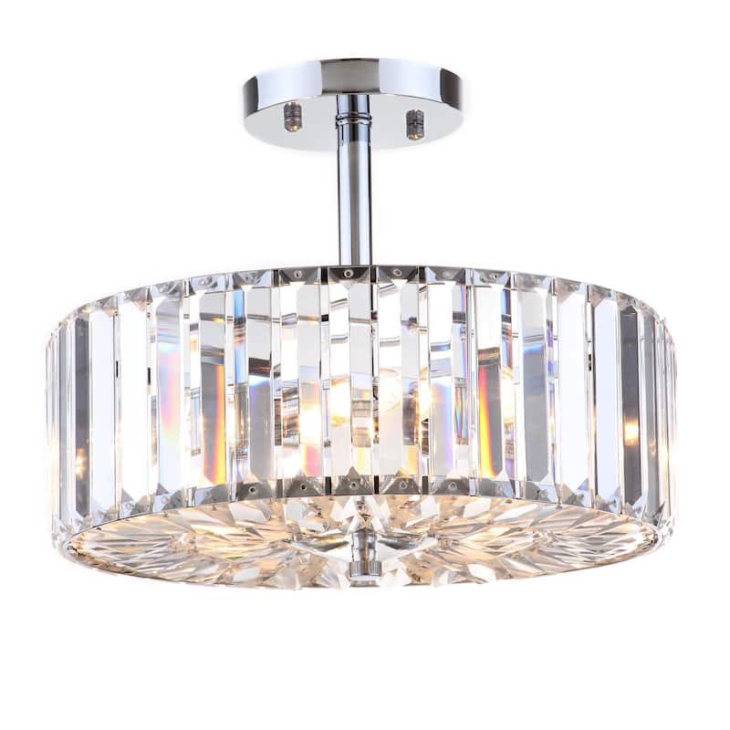 SAFAVIEH Lighting Bitten 3-Light Chrome Ceiling Light - 13.5"x13.5"x10.75" - Chrome/Clear - 14Wx14Dx11H