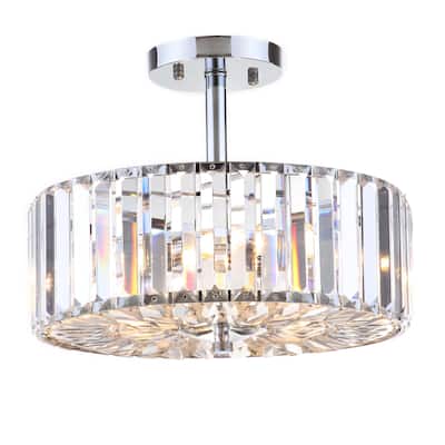 SAFAVIEH Lighting Bitten 3-Light Chrome Ceiling Light - 13.5"x13.5"x10.75" - Chrome/Clear - 14Wx14Dx11H