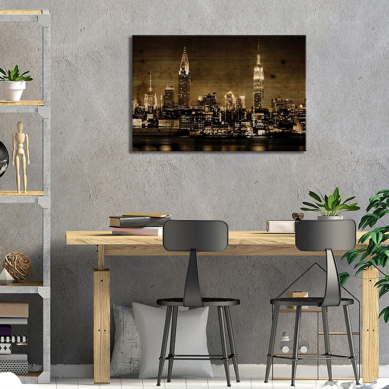 NYC In Sepia Print On Wood by Kate Carrigan - Multi-Color