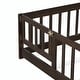 preview thumbnail 19 of 69, Queen Size Floor Bed with Fence, Door, Rubber Wood Frame & Safety Guardrails