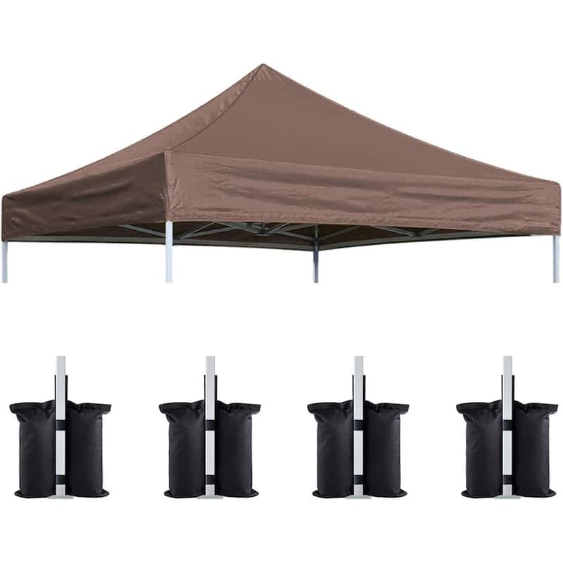Aeocia 10x10 Pop Up Canopy Replacement Tent Top Cover ONLY - 10x10ft - Cocoa