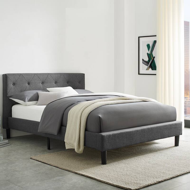 Monticello Gray Upholstered Platform Bed