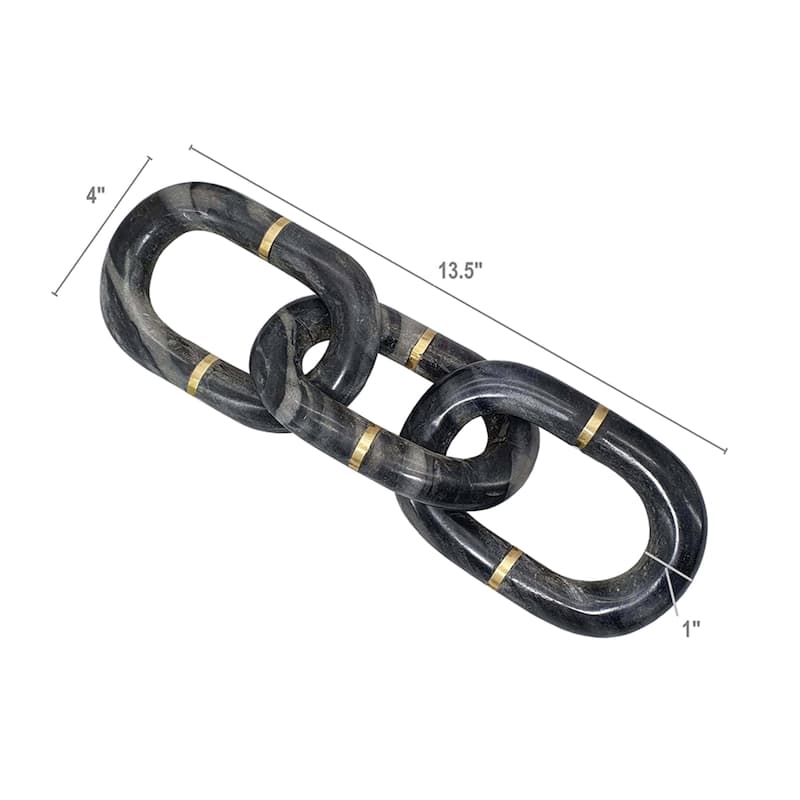 Oval 3 Link Marble Chain - 14" - Gray