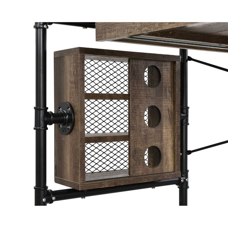 Versatile Weathered Oak Writing Desk with Efficient Storage Options