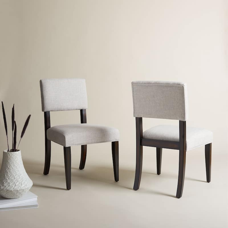 SAFAVIEH Couture Alcinda Wood Dining Chair (Set of 2) - 21" W x 20.5" L x 34.75" H - 21Wx24Dx35H - Dark Brown/Light Taupe