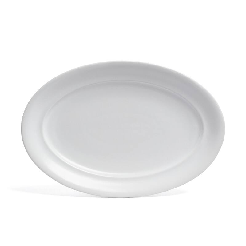 over&back Rimmed Semi-Matte Stoneware Oval Serving Platter - White