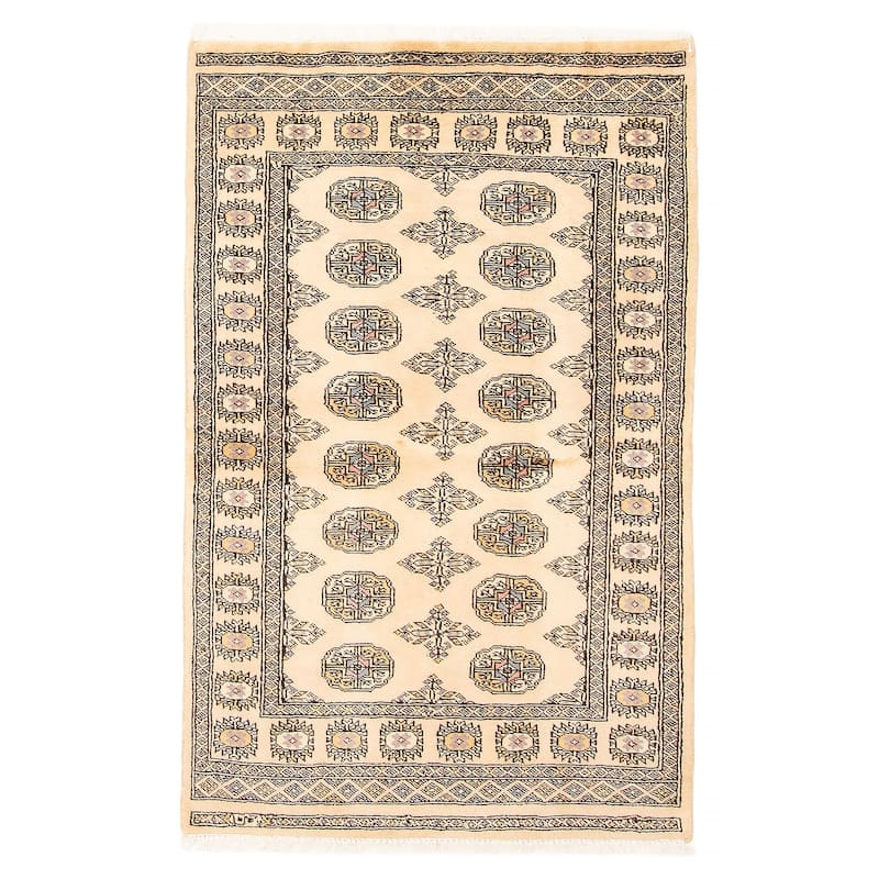 ECARPETGALLERY Hand-knotted Peshawar Bokhara Beige Wool Rug - 3'1 x 4'10 - 3'1 x 4'10 - Beige