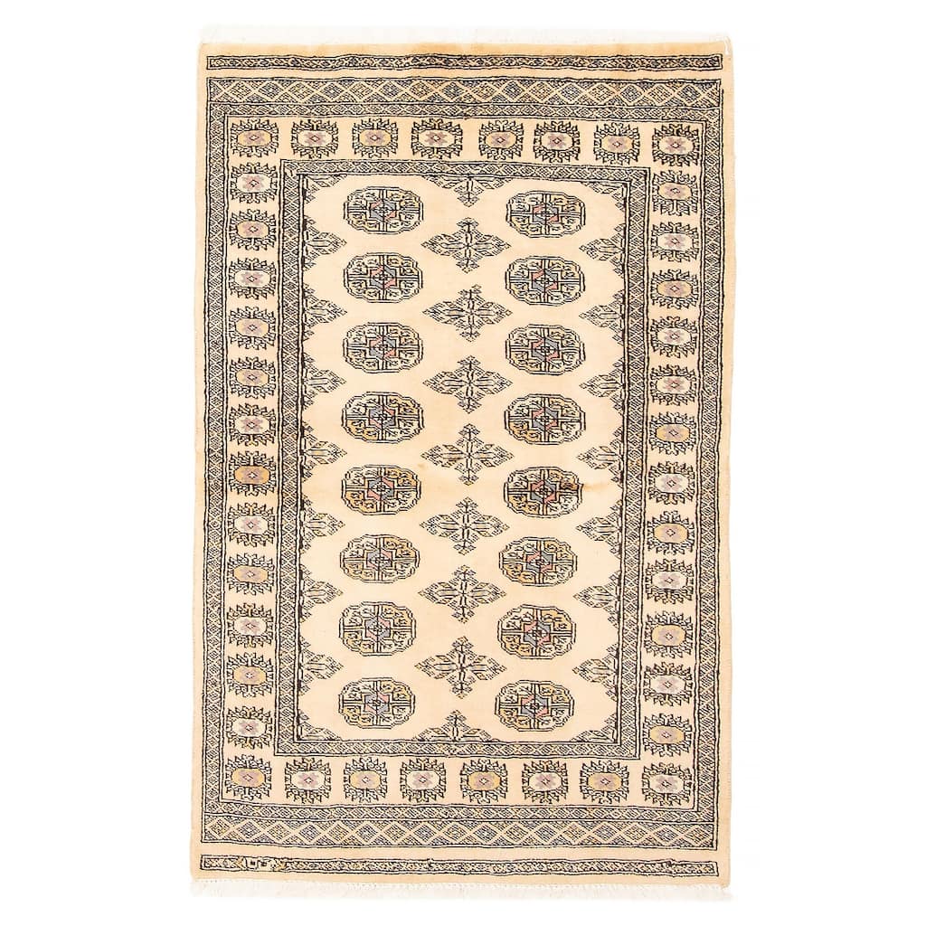 ECARPETGALLERY Hand-knotted Peshawar Bokhara Beige Wool Rug - 3'1 x 4'10