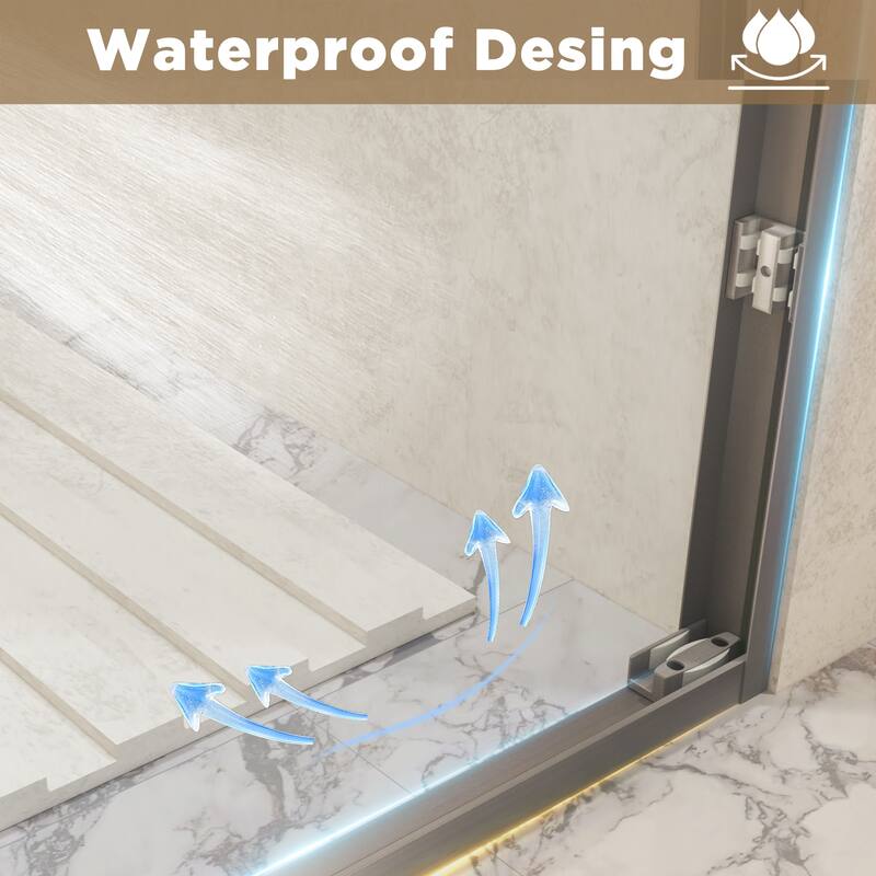 GDFStudio - Landon Modern Double-Sliding Tempered Glass Shower Door Set